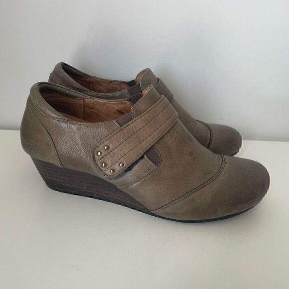 Taos Wedge Shoes Booties Size 9 Tan Leather Casual Slip On Comfort SPLURGE - Picture 1 of 11